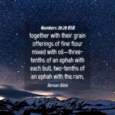 Picture 04 - Numbers 28:28 BSB - together with their grain offerings of fine flour - Bible Verse Picture