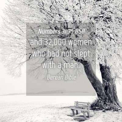 Picture 04 - Numbers 31:35 BSB - and 32,000 women who had not slept with a - Bible Verse Picture