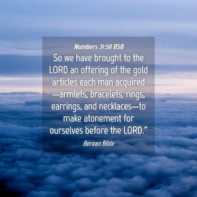 Picture 04 - Numbers 31:50 BSB - So we have brought to the LORD an offering of the - Bible Verse Picture