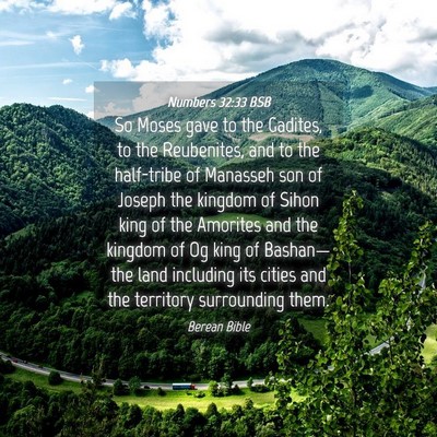 Picture 04 - Numbers 32:33 BSB - So Moses gave to the Gadites, to the Reubenites, - Bible Verse Picture