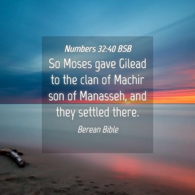 Picture 04 - Numbers 32:40 BSB - So Moses gave Gilead to the clan of Machir son of - Bible Verse Picture