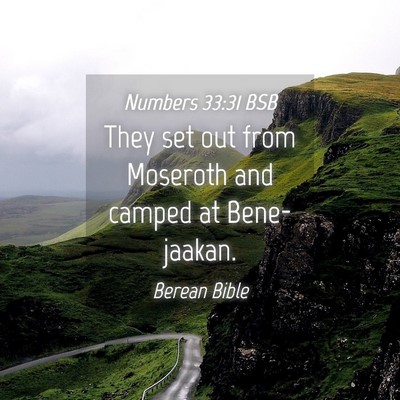 Picture 04 - Numbers 33:31 BSB - They set out from Moseroth and camped at - Bible Verse Picture