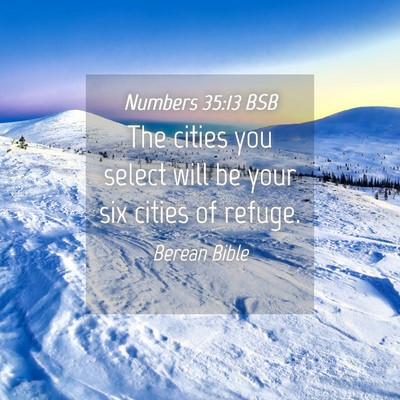 Picture 04 - Numbers 35:13 BSB - The cities you select will be your six cities of - Bible Verse Picture