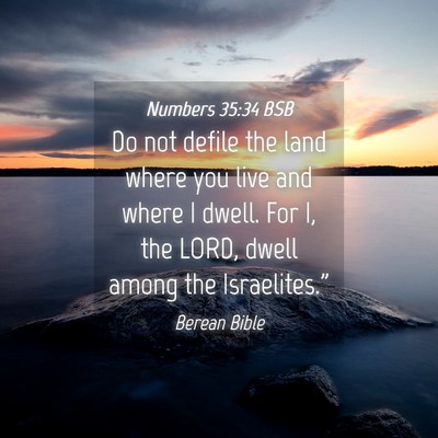 Picture 04 - Numbers 35:34 BSB - Do not defile the land where you live and where I - Bible Verse Picture