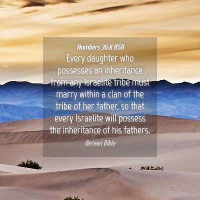 Picture 04 - Numbers 36:8 BSB - Every daughter who possesses an inheritance from - Bible Verse Picture
