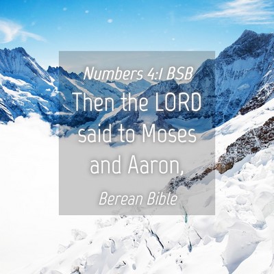 Picture 04 - Numbers 4:1 BSB - Then the LORD said to Moses and - Bible Verse Picture