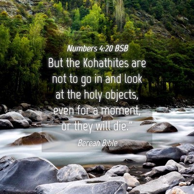 Picture 04 - Numbers 4:20 BSB - But the Kohathites are not to go in and look at - Bible Verse Picture