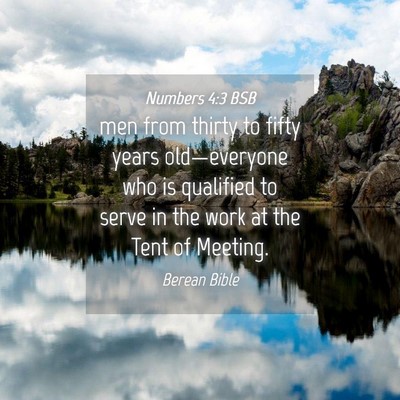 Picture 04 - Numbers 4:3 BSB - men from thirty to fifty years old—everyone who - Bible Verse Picture