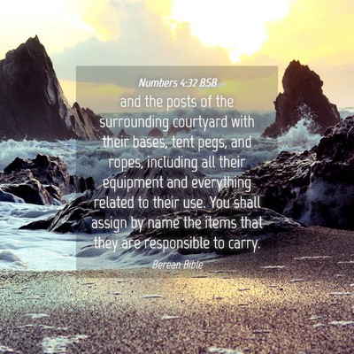 Picture 04 - Numbers 4:32 BSB - and the posts of the surrounding courtyard with - Bible Verse Picture