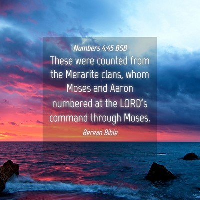 Picture 04 - Numbers 4:45 BSB - These were counted from the Merarite clans, whom - Bible Verse Picture