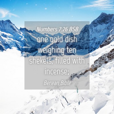 Picture 04 - Numbers 7:26 BSB - one gold dish weighing ten shekels, filled with - Bible Verse Picture