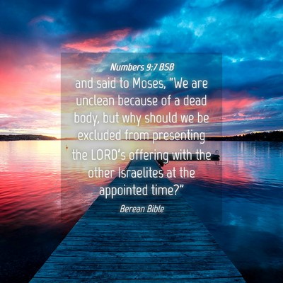 Picture 04 - Numbers 9:7 BSB - and said to Moses, “We are unclean because of a - Bible Verse Picture