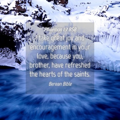 Picture 04 - Philemon 1:7 BSB - I take great joy and encouragement in your love, - Bible Verse Picture
