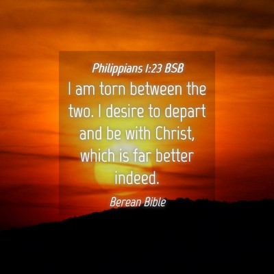 Picture 04 - Philippians 1:23 BSB - I am torn between the two. I desire to depart and - Bible Verse Picture