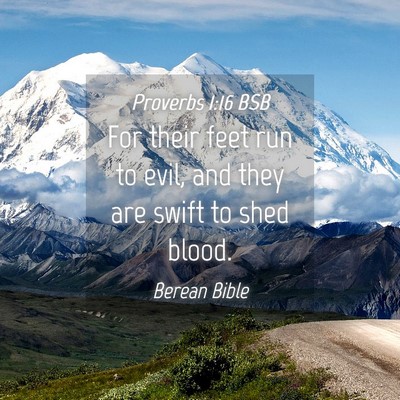 Picture 04 - Proverbs 1:16 BSB - For their feet run to evil, and they are swift to - Bible Verse Picture