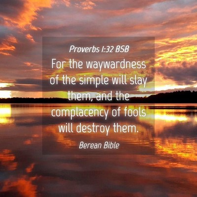 Picture 04 - Proverbs 1:32 BSB - For the waywardness of the simple will slay them, - Bible Verse Picture