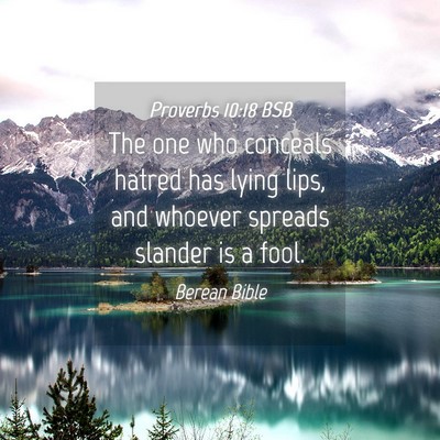 Picture 04 - Proverbs 10:18 BSB - The one who conceals hatred has lying lips, and - Bible Verse Picture