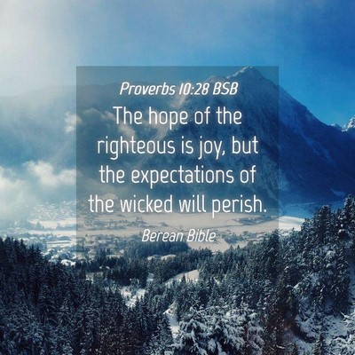 Picture 04 - Proverbs 10:28 BSB - The hope of the righteous is joy, but the - Bible Verse Picture