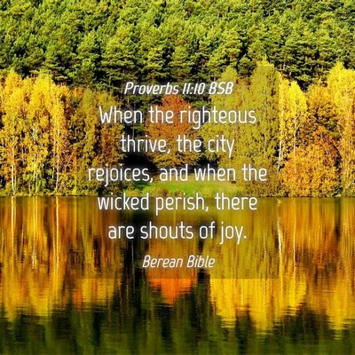 Picture 04 - Proverbs 11:10 BSB - When the righteous thrive, the city rejoices, and - Bible Verse Picture