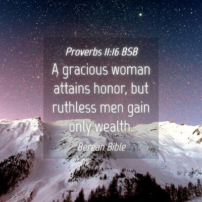 Picture 04 - Proverbs 11:16 BSB - A gracious woman attains honor, but ruthless men - Bible Verse Picture