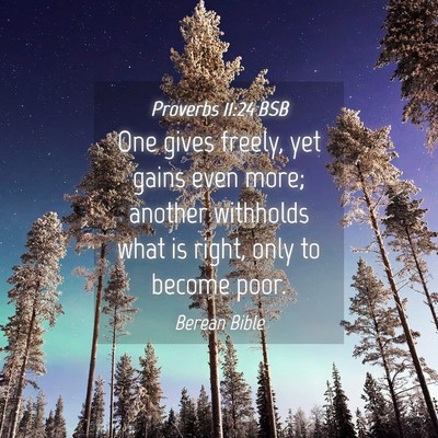 Picture 04 - Proverbs 11:24 BSB - One gives freely, yet gains even more; another - Bible Verse Picture