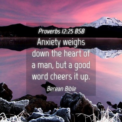 Picture 04 - Proverbs 12:25 BSB - Anxiety weighs down the heart of a man, but a - Bible Verse Picture