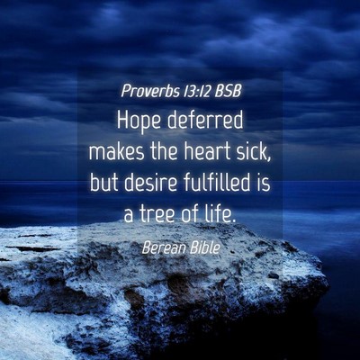 Picture 04 - Proverbs 13:12 BSB - Hope deferred makes the heart sick, but desire - Bible Verse Picture