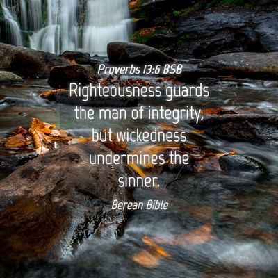 Picture 04 - Proverbs 13:6 BSB - Righteousness guards the man of integrity, but - Bible Verse Picture