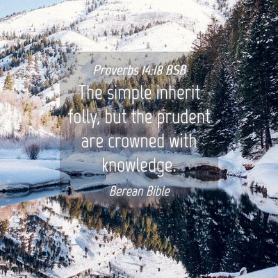 Picture 04 - Proverbs 14:18 BSB - The simple inherit folly, but the prudent are - Bible Verse Picture