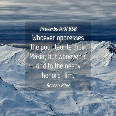 Picture 04 - Proverbs 14:31 BSB - Whoever oppresses the poor taunts their Maker, - Bible Verse Picture