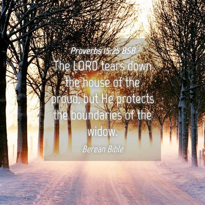 Picture 04 - Proverbs 15:25 BSB - The LORD tears down the house of the proud, but - Bible Verse Picture