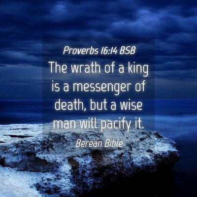 Picture 04 - Proverbs 16:14 BSB - The wrath of a king is a messenger of death, but - Bible Verse Picture