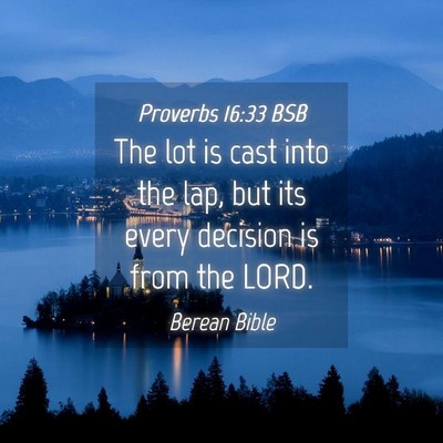 Picture 04 - Proverbs 16:33 BSB - The lot is cast into the lap, but its every - Bible Verse Picture