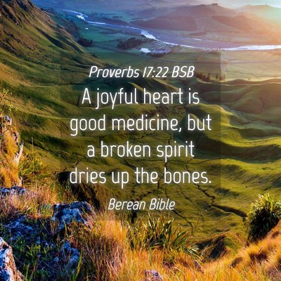 Picture 04 - Proverbs 17:22 BSB - A joyful heart is good medicine, but a broken - Bible Verse Picture