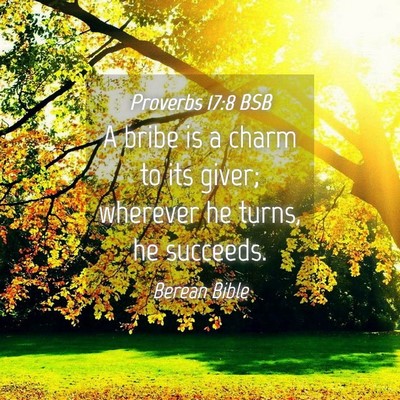 Picture 04 - Proverbs 17:8 BSB - A bribe is a charm to its giver; wherever he - Bible Verse Picture