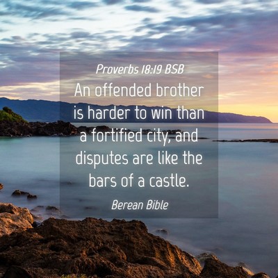 Picture 04 - Proverbs 18:19 BSB - An offended brother is harder to win than a - Bible Verse Picture