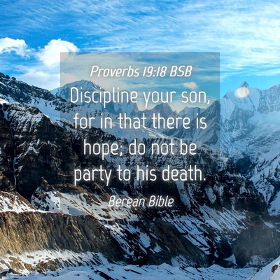 Picture 04 - Proverbs 19:18 BSB - Discipline your son, for in that there is hope; - Bible Verse Picture