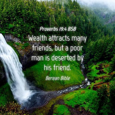 Picture 04 - Proverbs 19:4 BSB - Wealth attracts many friends, but a poor man is - Bible Verse Picture