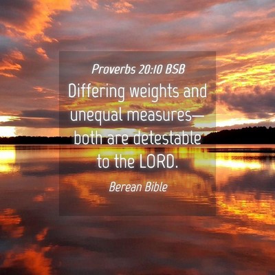 Picture 04 - Proverbs 20:10 BSB - Differing weights and unequal measures—both are - Bible Verse Picture