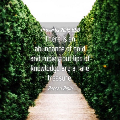 Picture 04 - Proverbs 20:15 BSB - There is an abundance of gold and rubies, but - Bible Verse Picture