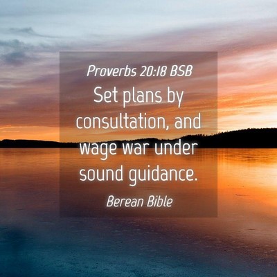 Picture 04 - Proverbs 20:18 BSB - Set plans by consultation, and wage war under - Bible Verse Picture