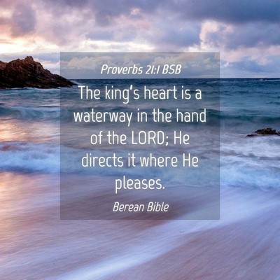 Picture 04 - Proverbs 21:1 BSB - The king’s heart is a waterway in the hand of - Bible Verse Picture