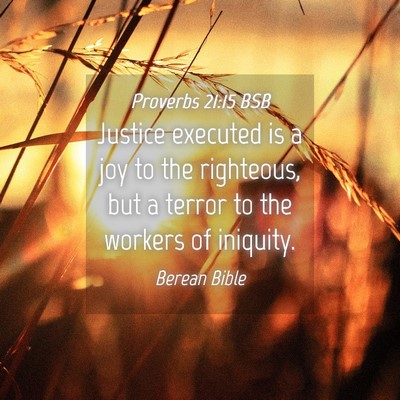 Picture 04 - Proverbs 21:15 BSB - Justice executed is a joy to the righteous, but a - Bible Verse Picture