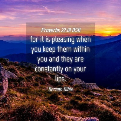 Picture 04 - Proverbs 22:18 BSB - for it is pleasing when you keep them within you - Bible Verse Picture