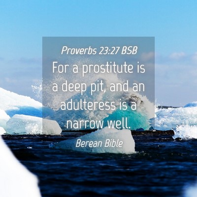 Picture 04 - Proverbs 23:27 BSB - For a prostitute is a deep pit, and an adulteress - Bible Verse Picture