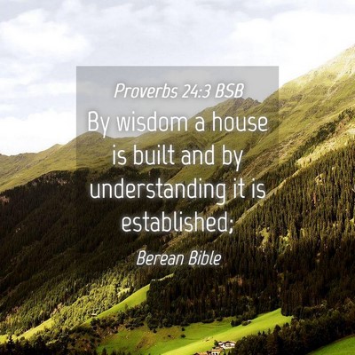 Picture 04 - Proverbs 24:3 BSB - By wisdom a house is built and by understanding - Bible Verse Picture