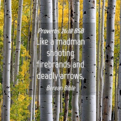 Picture 04 - Proverbs 26:18 BSB - Like a madman shooting firebrands and deadly - Bible Verse Picture