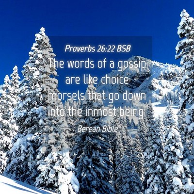Picture 04 - Proverbs 26:22 BSB - The words of a gossip are like choice morsels - Bible Verse Picture