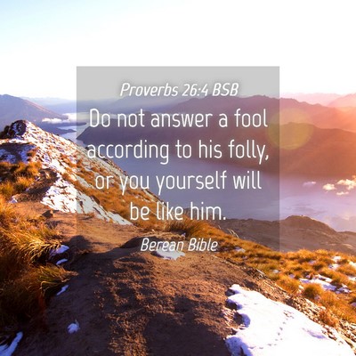 Picture 04 - Proverbs 26:4 BSB - Do not answer a fool according to his folly, or - Bible Verse Picture