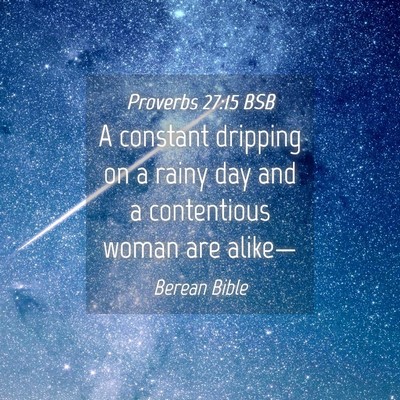 Picture 04 - Proverbs 27:15 BSB - A constant dripping on a rainy day and a - Bible Verse Picture